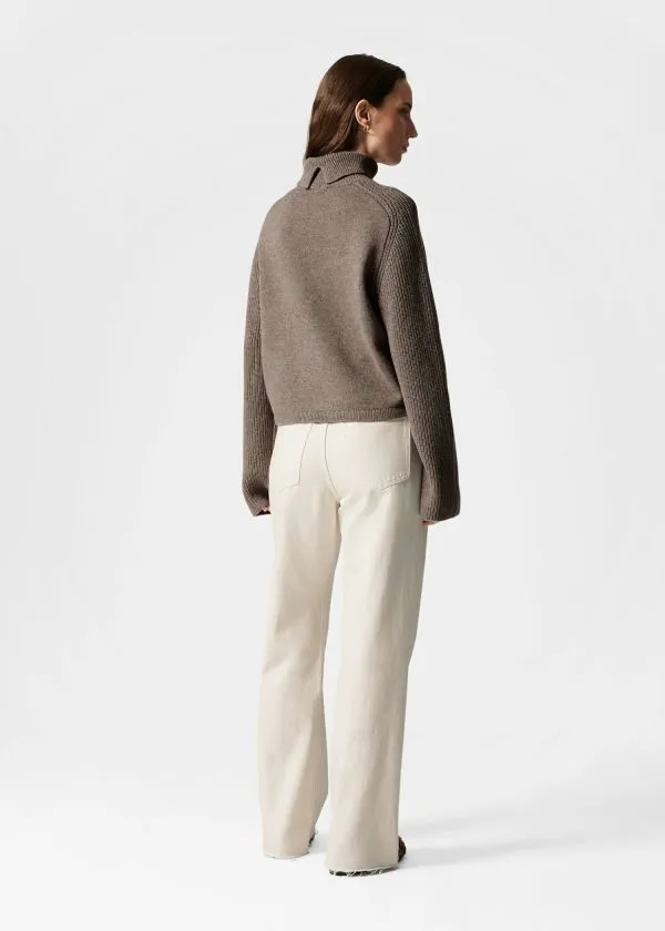 and Other Stories Boxy Turtleneck Jumper Brown Women Knitwear