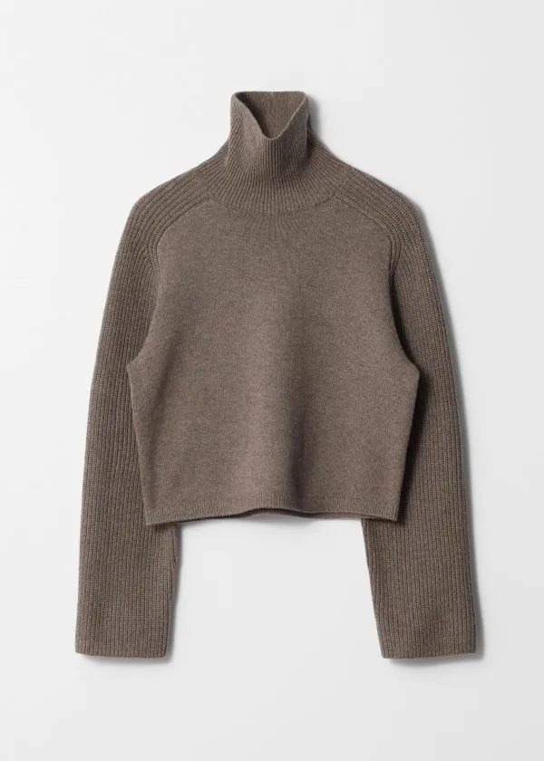 and Other Stories Boxy Turtleneck Jumper Brown Women Knitwear