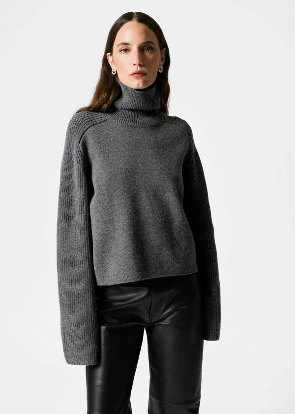 and Other Stories Boxy Turtleneck Jumper Dark Grey Women Knitwear