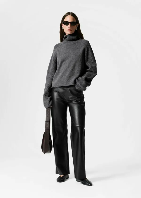 and Other Stories Boxy Turtleneck Jumper Dark Grey Women Knitwear