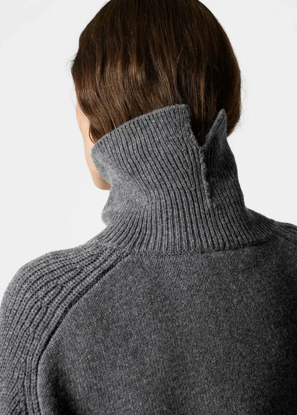and Other Stories Boxy Turtleneck Jumper Dark Grey Women Knitwear