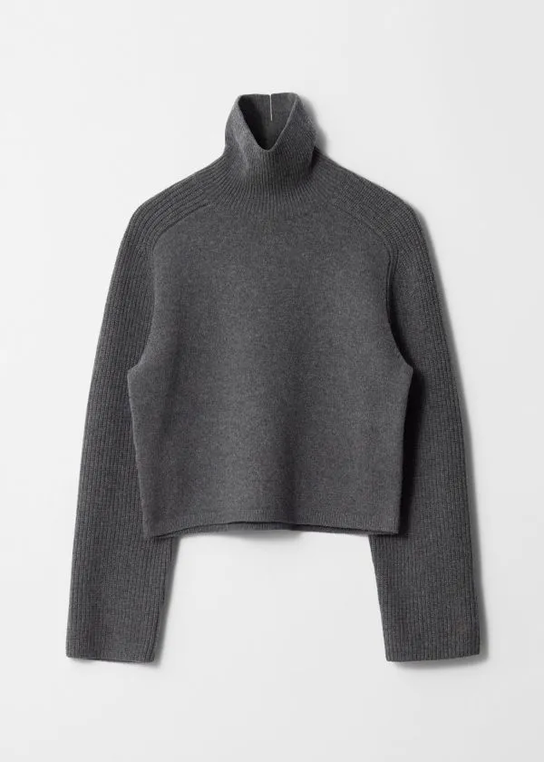 and Other Stories Boxy Turtleneck Jumper Dark Grey Women Knitwear