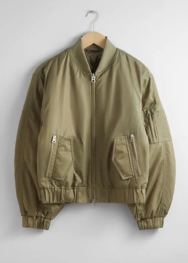 and Other Stories Boxy ZipUp Jacket Khaki Women Jackets and Coats