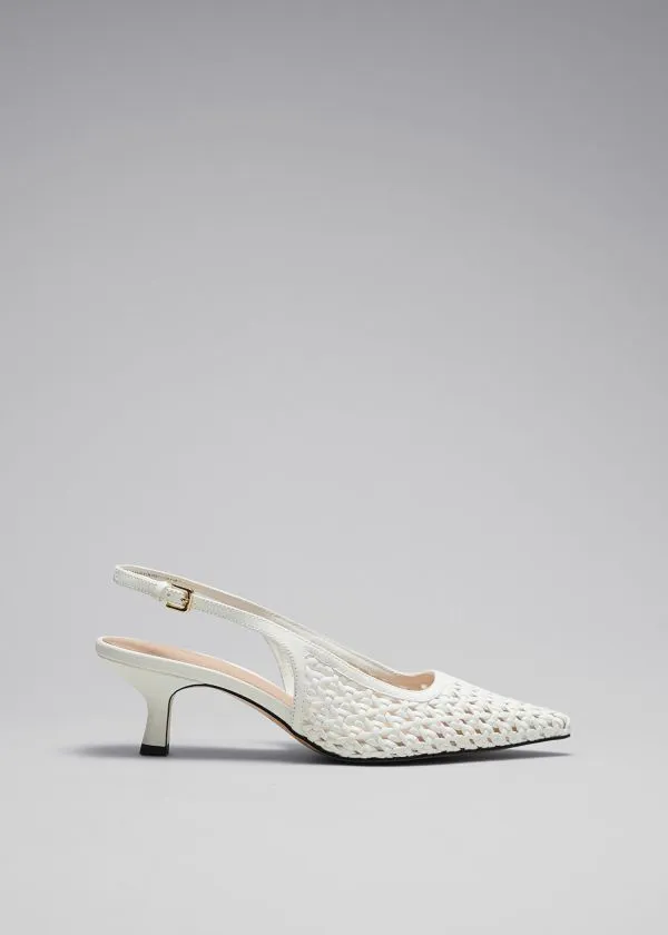 and Other Stories Braided Leather Pumps White Women Pumps