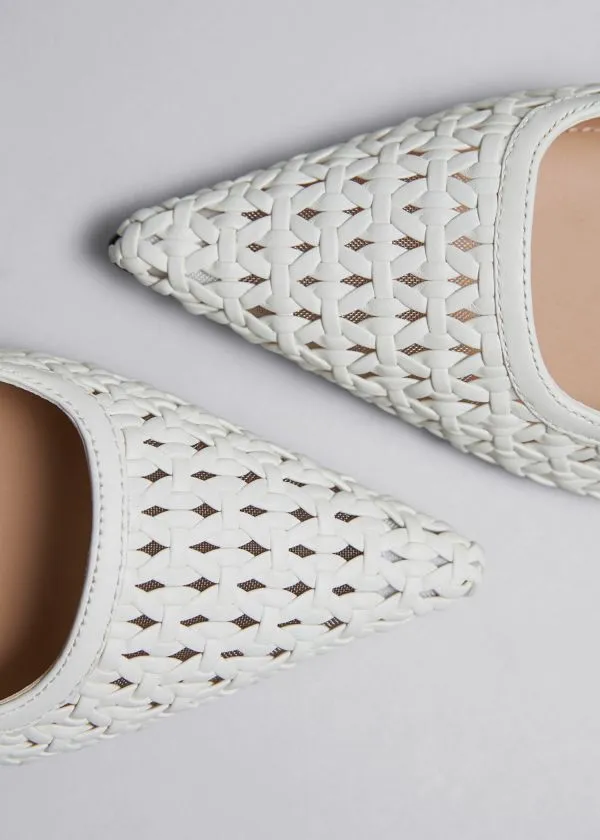 and Other Stories Braided Leather Pumps White Women Pumps