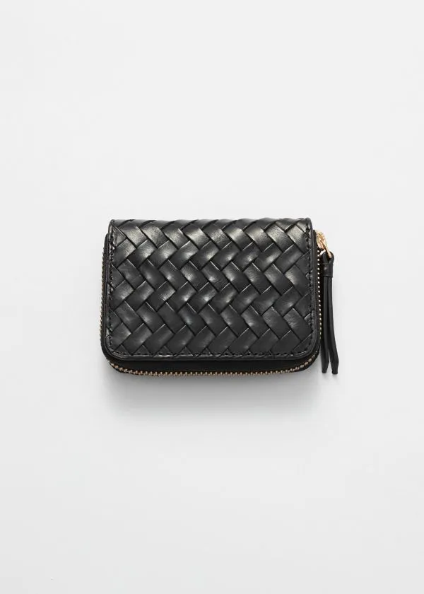 and Other Stories Braided Leather Wallet Black Women Wallets