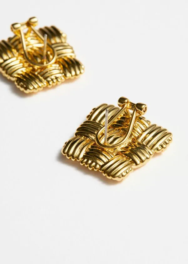 and Other Stories Braided Stud Earrings Gold Women Earrings