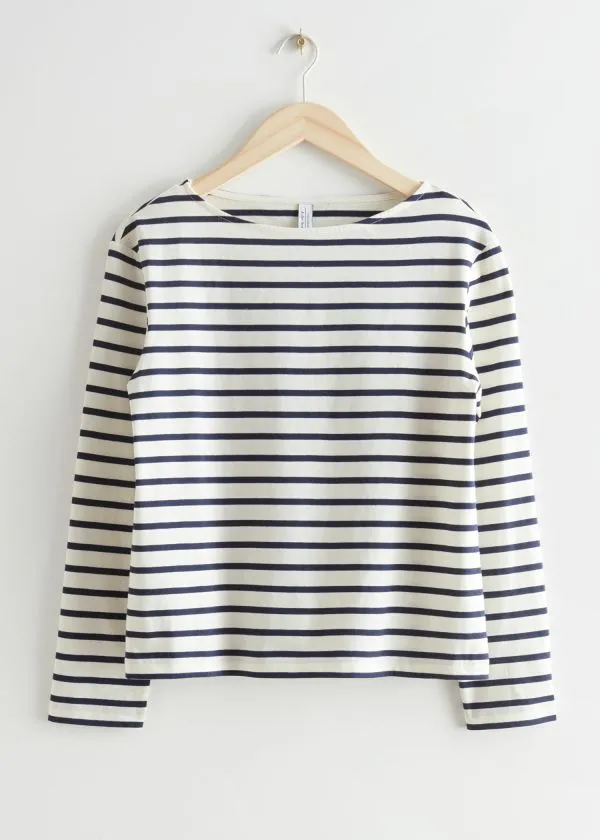 and Other Stories Breton Stripe Top Navy Stripes Women Tops and Tshirts