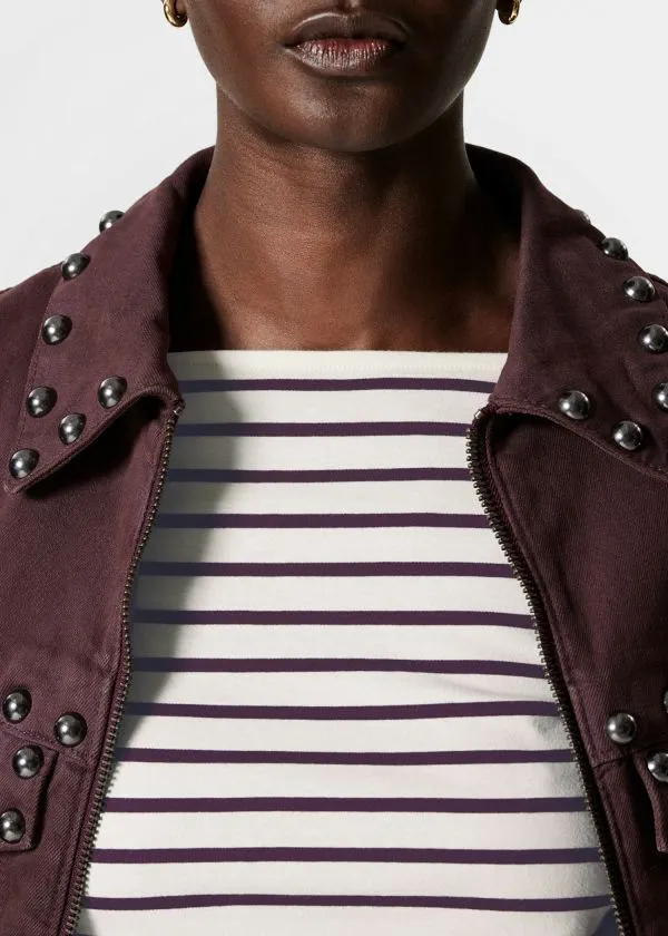 and Other Stories Breton Stripe Top Purpleandwhite Stripes Women Tops and Tshirts