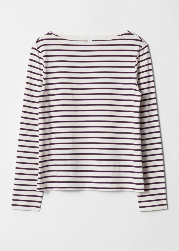 and Other Stories Breton Stripe Top Purpleandwhite Stripes Women Tops and Tshirts