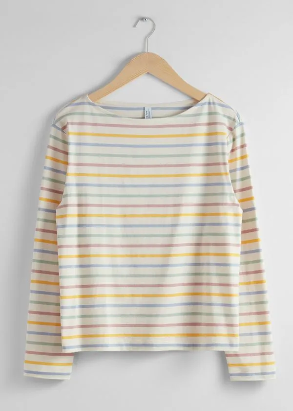 and Other Stories Breton Stripe Top Whiteandyellowandblue Women Tops and Tshirts