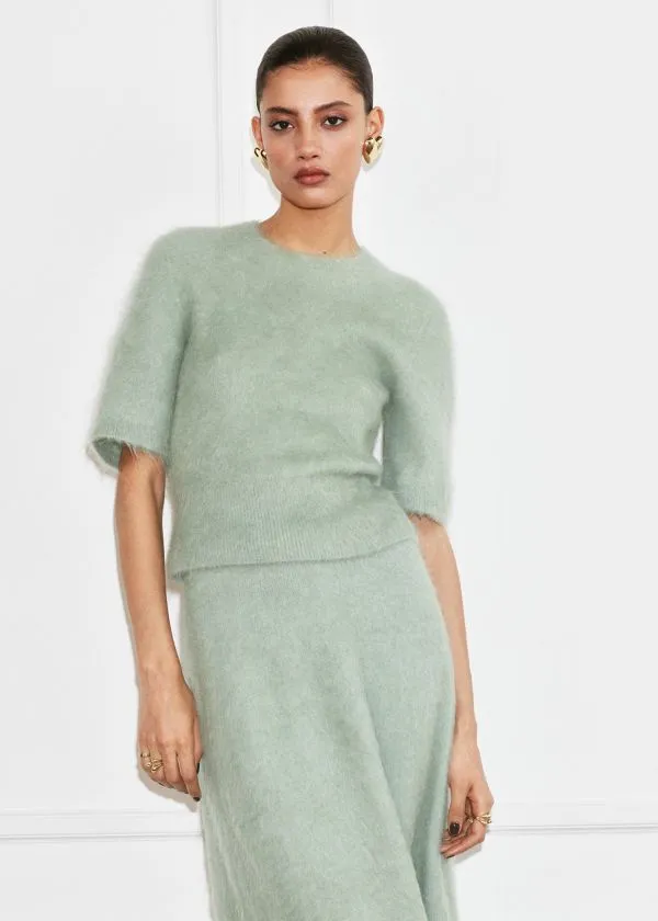 and Other Stories BrushedKnit ALine Maxi Skirt Green Women Skirts