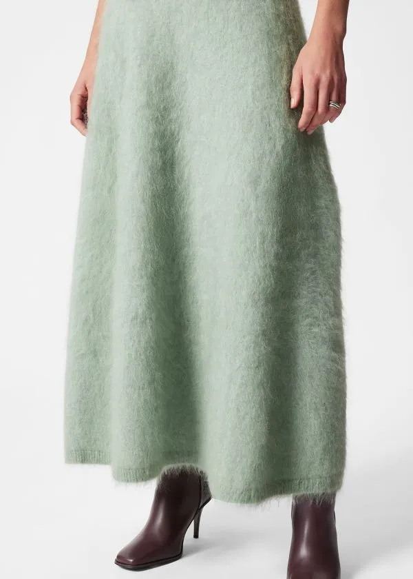 and Other Stories BrushedKnit ALine Maxi Skirt Green Women Skirts
