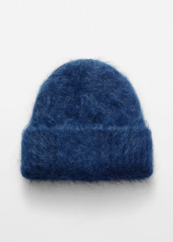and Other Stories Brushed MohairBlend Beanie Dark Blue Women Headwear