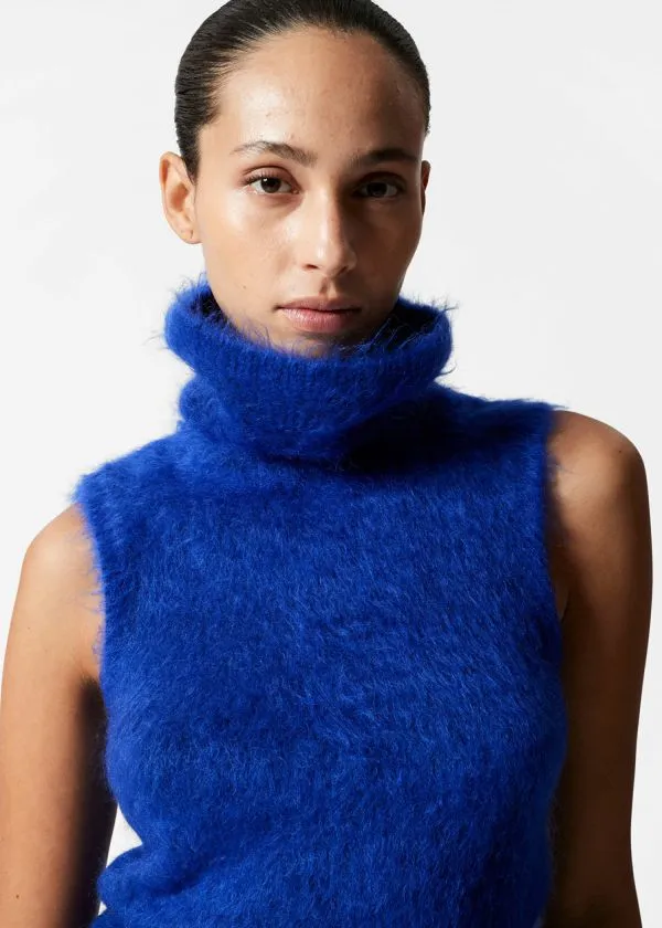 and Other Stories Brushed MohairBlend Tank Top Blue Women Knitwear