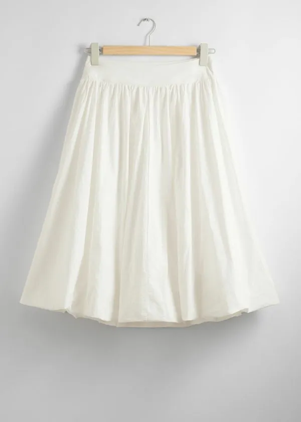 and Other Stories BubbleHem Midi Skirt White Women Skirts