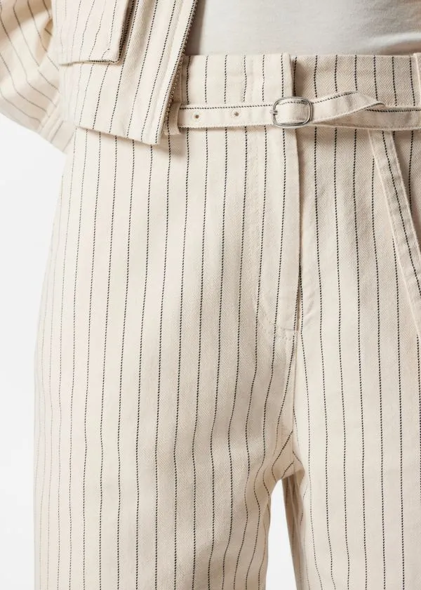 and Other Stories BuckleBelt Trousers Cream Pinstripe Women Trousers