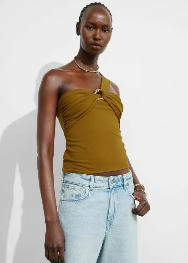 and Other Stories BuckleDetailed Top Brown Women Tops and Tshirts