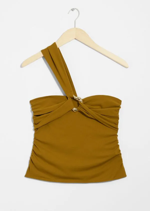 and Other Stories BuckleDetailed Top Brown Women Tops and Tshirts