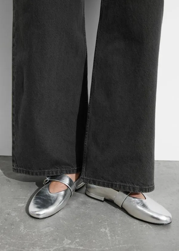 and Other Stories Buckled Leather Ballerinas Silver Women Ballerinas and Other Stories Buckled Leather Ballerinas Silver Women Ballerinas