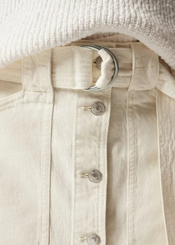 and Other Stories Buttoned Denim Midi Skirt Cream Women Skirts