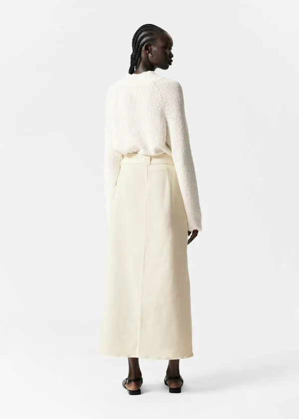 and Other Stories Buttoned Denim Midi Skirt Cream Women Skirts