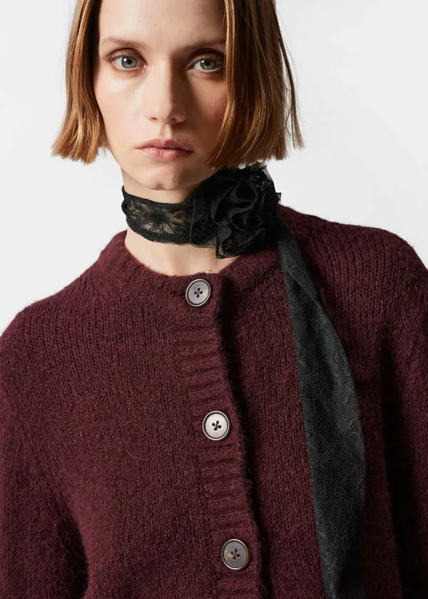 and Other Stories Buttoned Knit Cardigan Dark Red Women Knitwear and Other Stories Buttoned Knit Cardigan Dark Red Women Knitwear