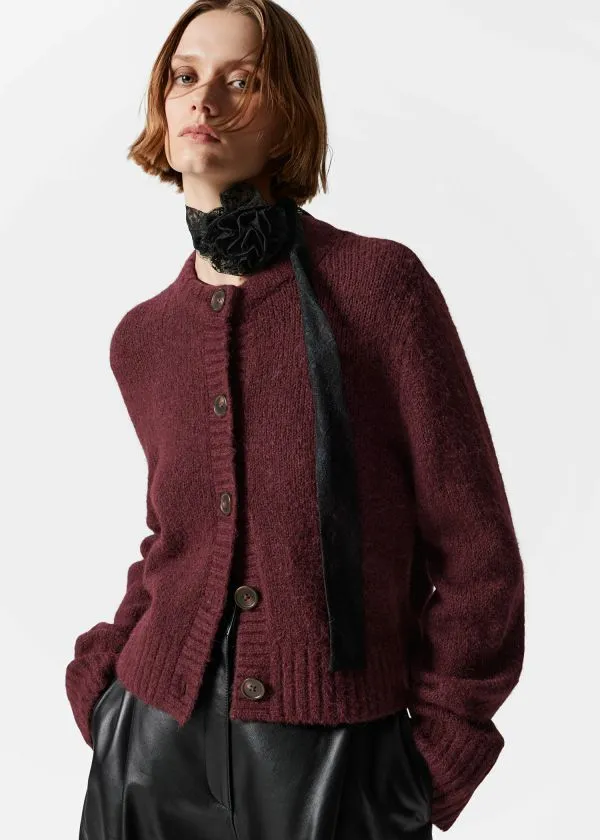 and Other Stories Buttoned Knit Cardigan Dark Red Women Knitwear and Other Stories Buttoned Knit Cardigan Dark Red Women Knitwear