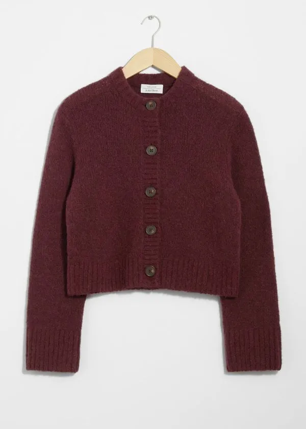 and Other Stories Buttoned Knit Cardigan Dark Red Women Knitwear and Other Stories Buttoned Knit Cardigan Dark Red Women Knitwear