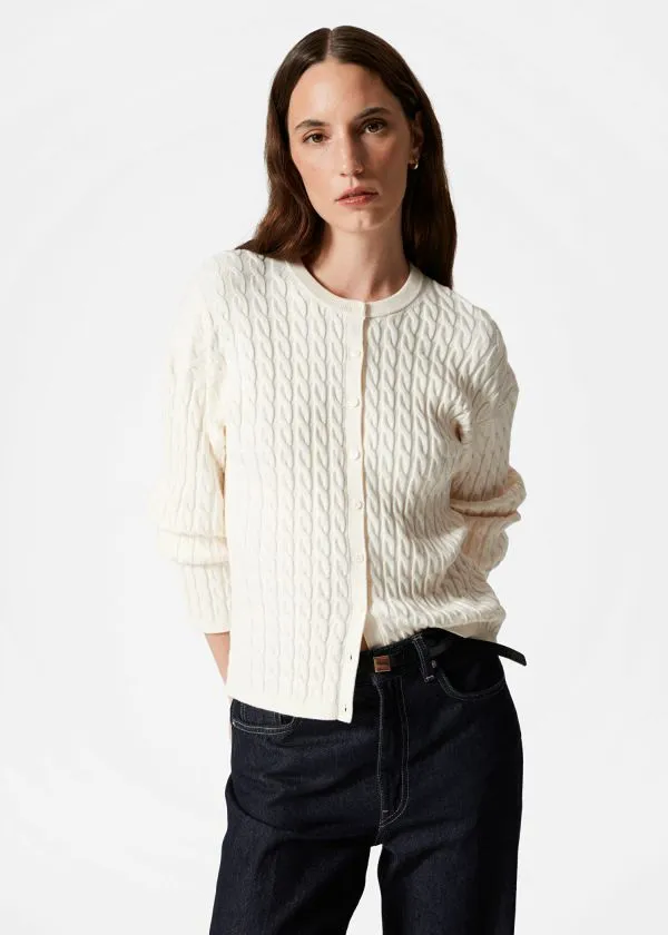 and Other Stories CableKnit Cardigan White Women Knitwear