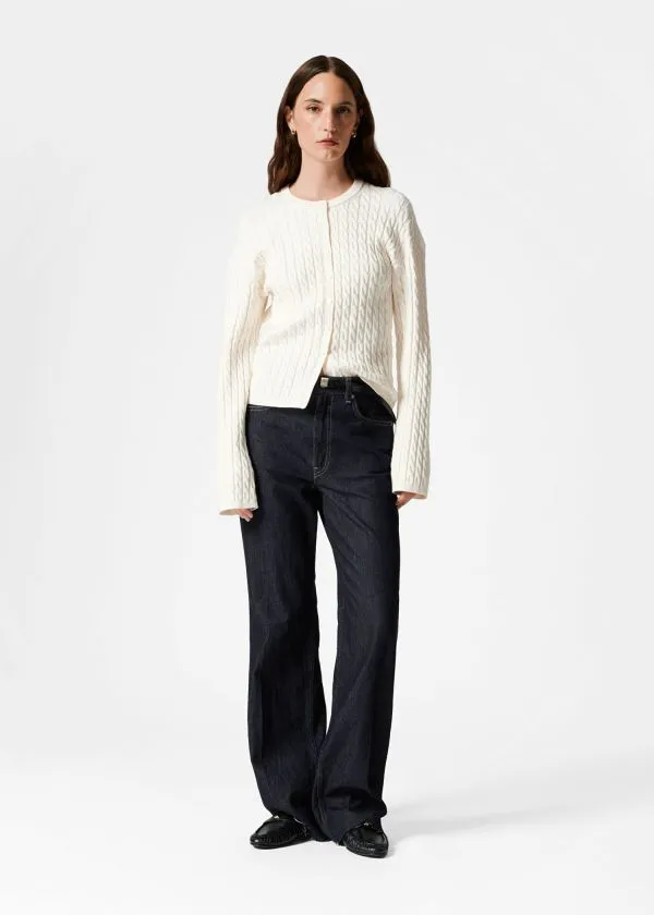 and Other Stories CableKnit Cardigan White Women Knitwear