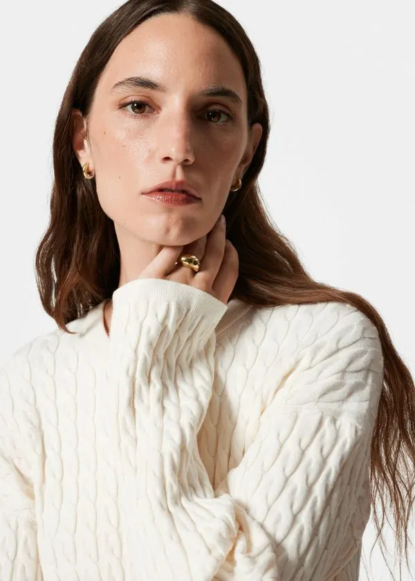 and Other Stories CableKnit Cardigan White Women Knitwear