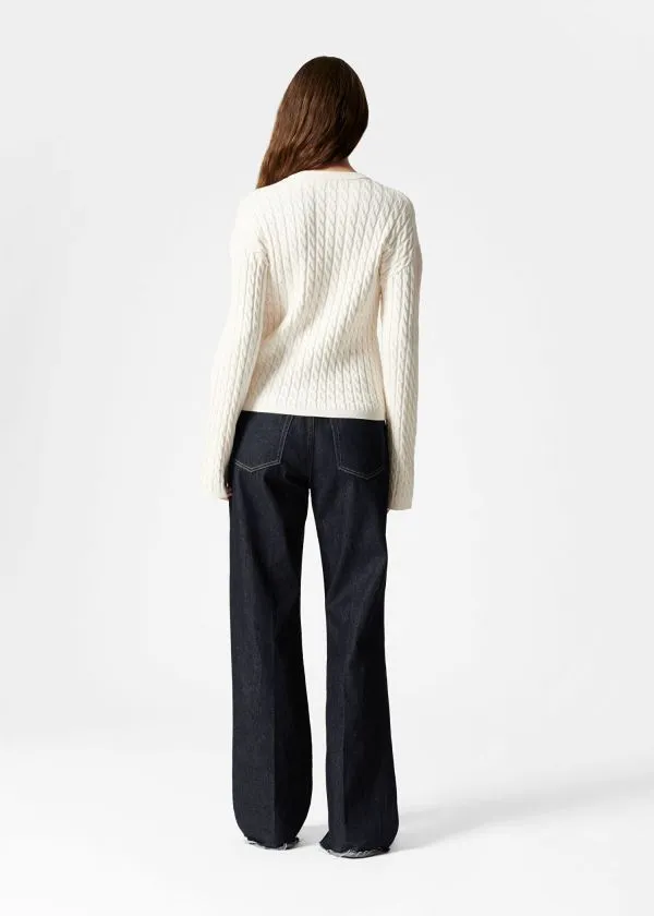 and Other Stories CableKnit Cardigan White Women Knitwear