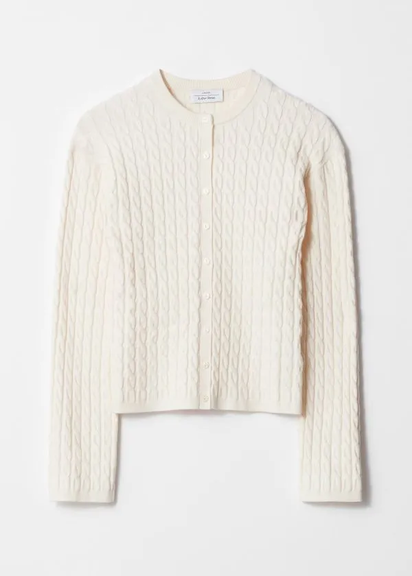 and Other Stories CableKnit Cardigan White Women Knitwear