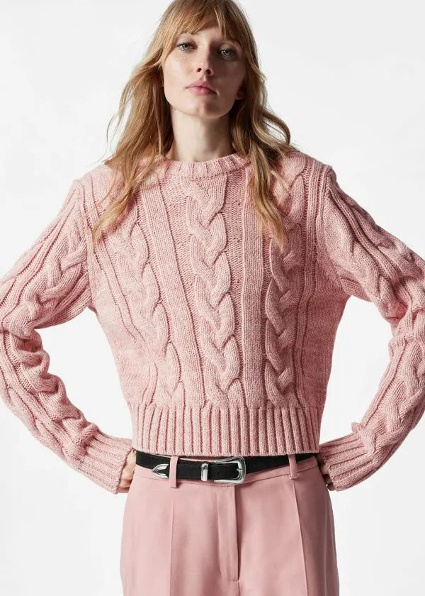 and Other Stories CableKnit Jumper Pink Women Knitwear