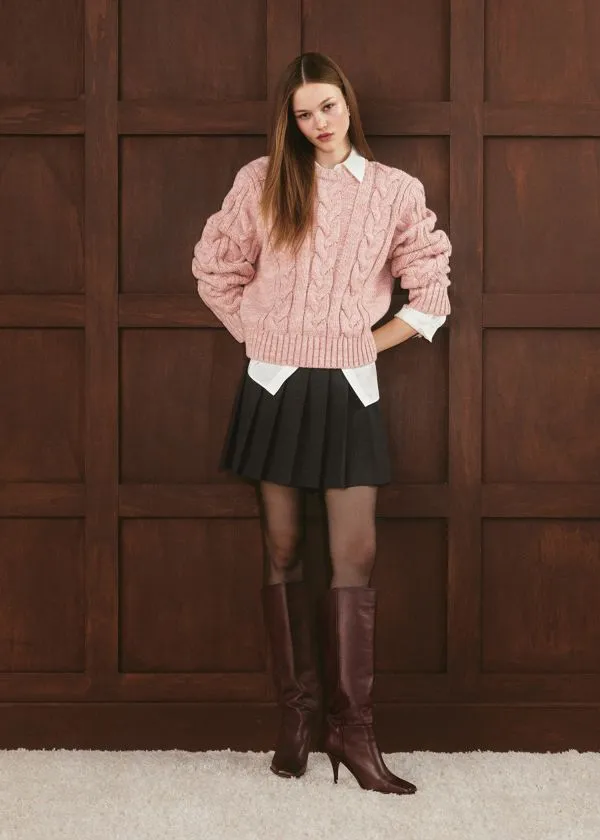 and Other Stories CableKnit Jumper Pink Women Knitwear