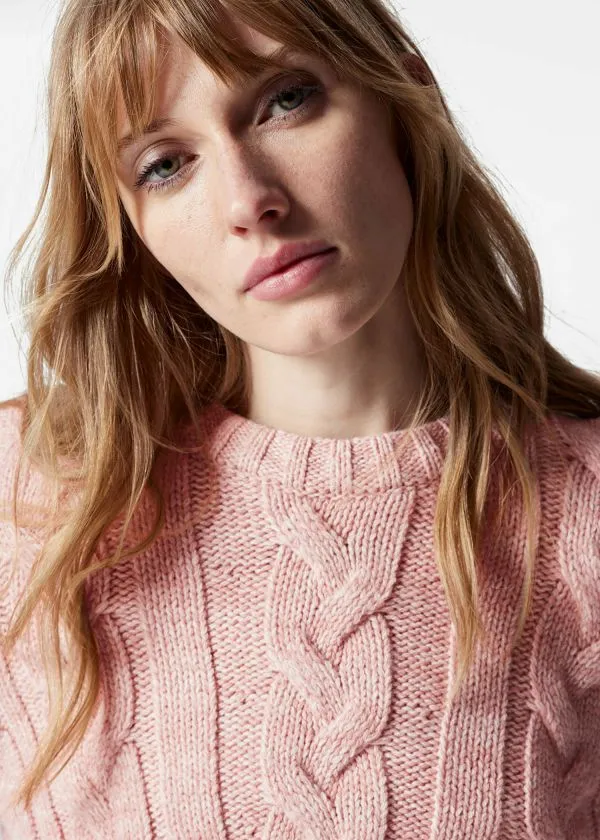 and Other Stories CableKnit Jumper Pink Women Knitwear