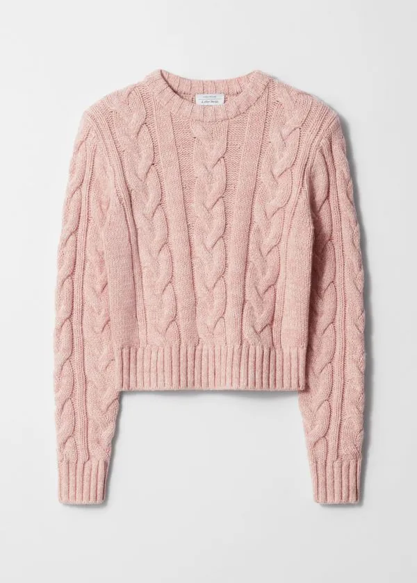 and Other Stories CableKnit Jumper Pink Women Knitwear