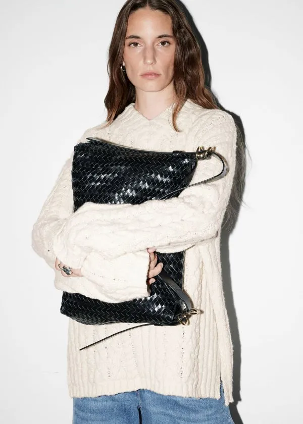 and Other Stories CableKnit VNeck Jumper Ecru Women Knitwear and Other Stories CableKnit VNeck Jumper Ecru Women Knitwear