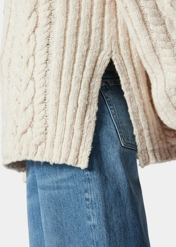 and Other Stories CableKnit VNeck Jumper Ecru Women Knitwear and Other Stories CableKnit VNeck Jumper Ecru Women Knitwear