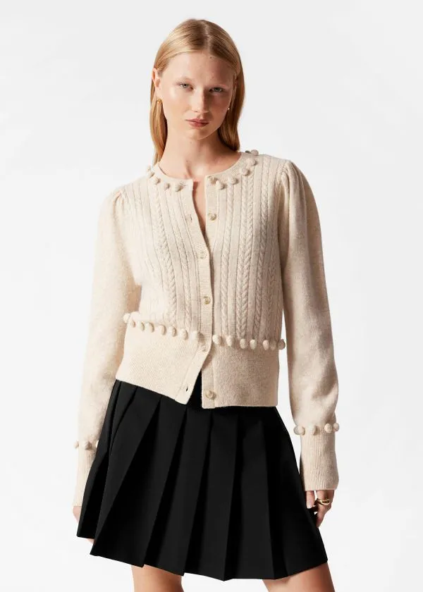 and Other Stories CableKnit Wool Cardigan Beige Women Knitwear