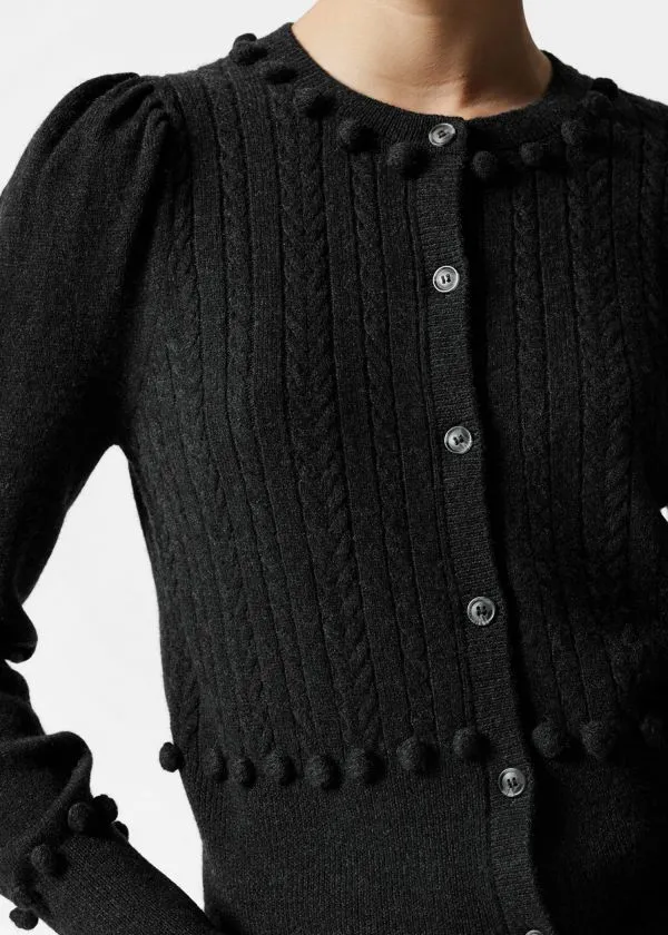 and Other Stories CableKnit Wool Cardigan Dark Grey Women Knitwear