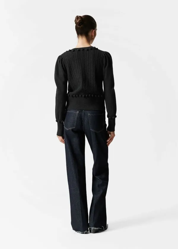 and Other Stories CableKnit Wool Cardigan Dark Grey Women Knitwear
