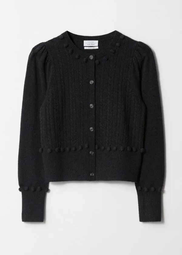 and Other Stories CableKnit Wool Cardigan Dark Grey Women Knitwear