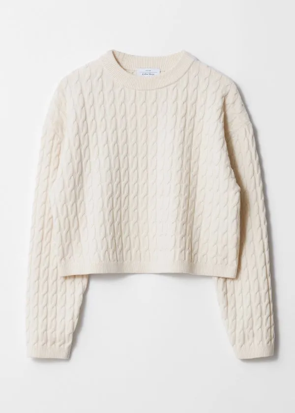 and Other Stories CableKnit Wool Jumper Ivory Women Knitwear