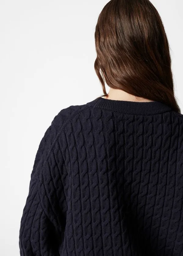 and Other Stories CableKnit Wool Jumper Navy Women Knitwear