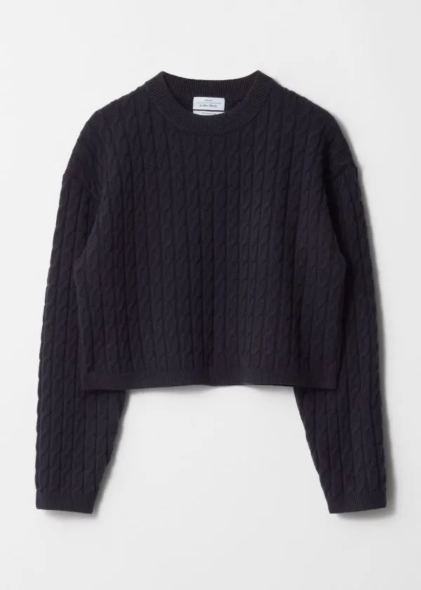 and Other Stories CableKnit Wool Jumper Navy Women Knitwear