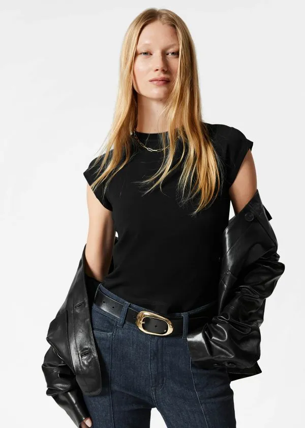 and Other Stories CapSleeve TShirt Black Women Tops and Tshirts