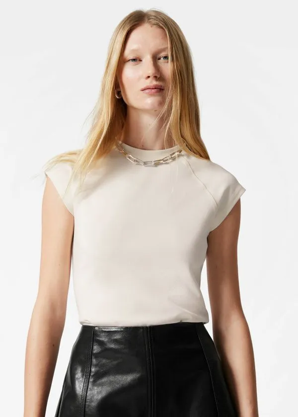and Other Stories CapSleeve TShirt Cream Women Tops and Tshirts