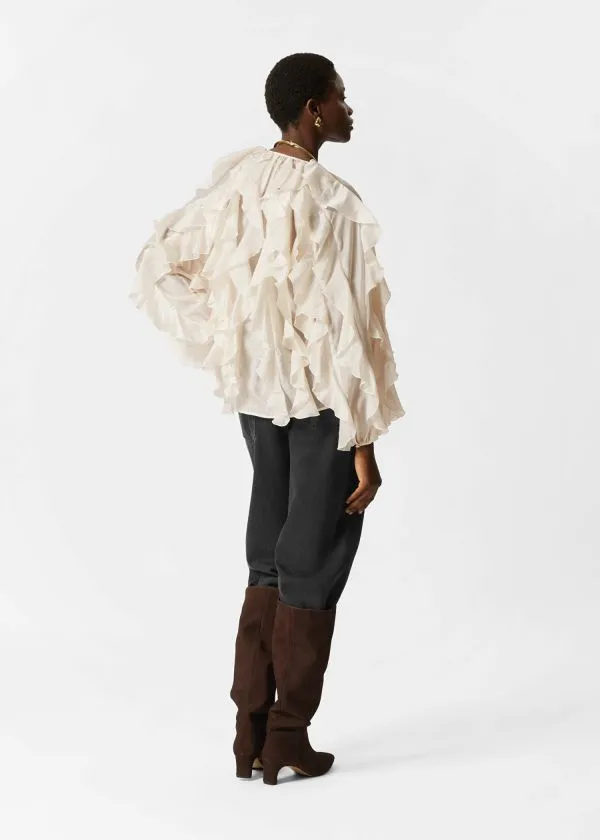 and Other Stories Cascading Ruffle Blouse Cream Women Blouses and Shirts